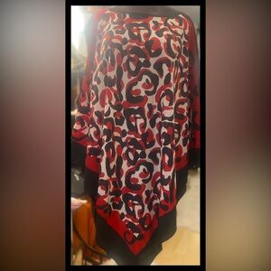 Nwt Calvin Klein Red and Black Animal Print Poncho